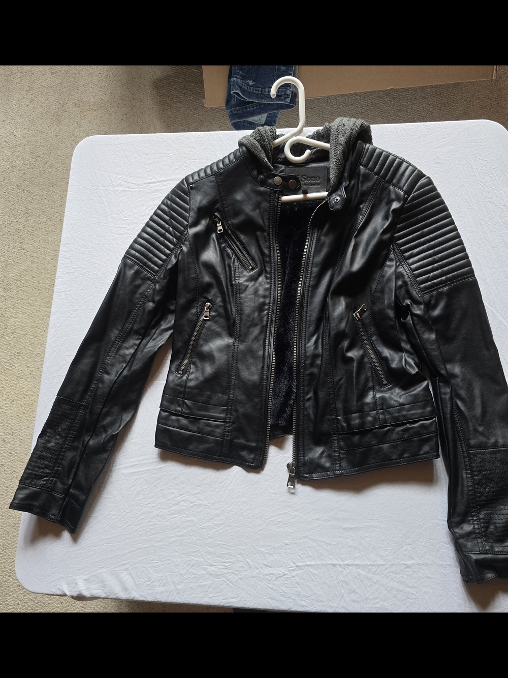 🖤 Ci Sono Black Faux Leather Hooded Moto Jacket 🖤